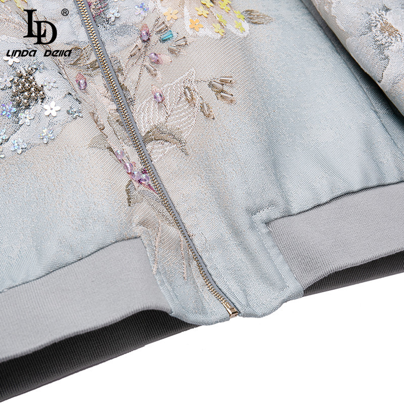 Fashion Runway Summer Winter Jackets Coat Women Stand collar Star Sequined Beading Jacquard Vintage Outwear Lady 210522