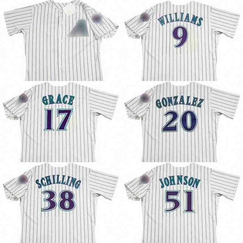 Arizona 9 MATT WILLIAMS 17 MARK GRACE 20 LUIS GONZALEZ 38 CURT SCHILLING 51 RANDY JOHNSON throwback baseball jersey
Arizona 9 MATT WILLIAMS 17 MARK GRACE 20 LUIS GONZALEZ 38 CURT SCHILLING 51 RANDY JOHNSON throwback baseball jersey