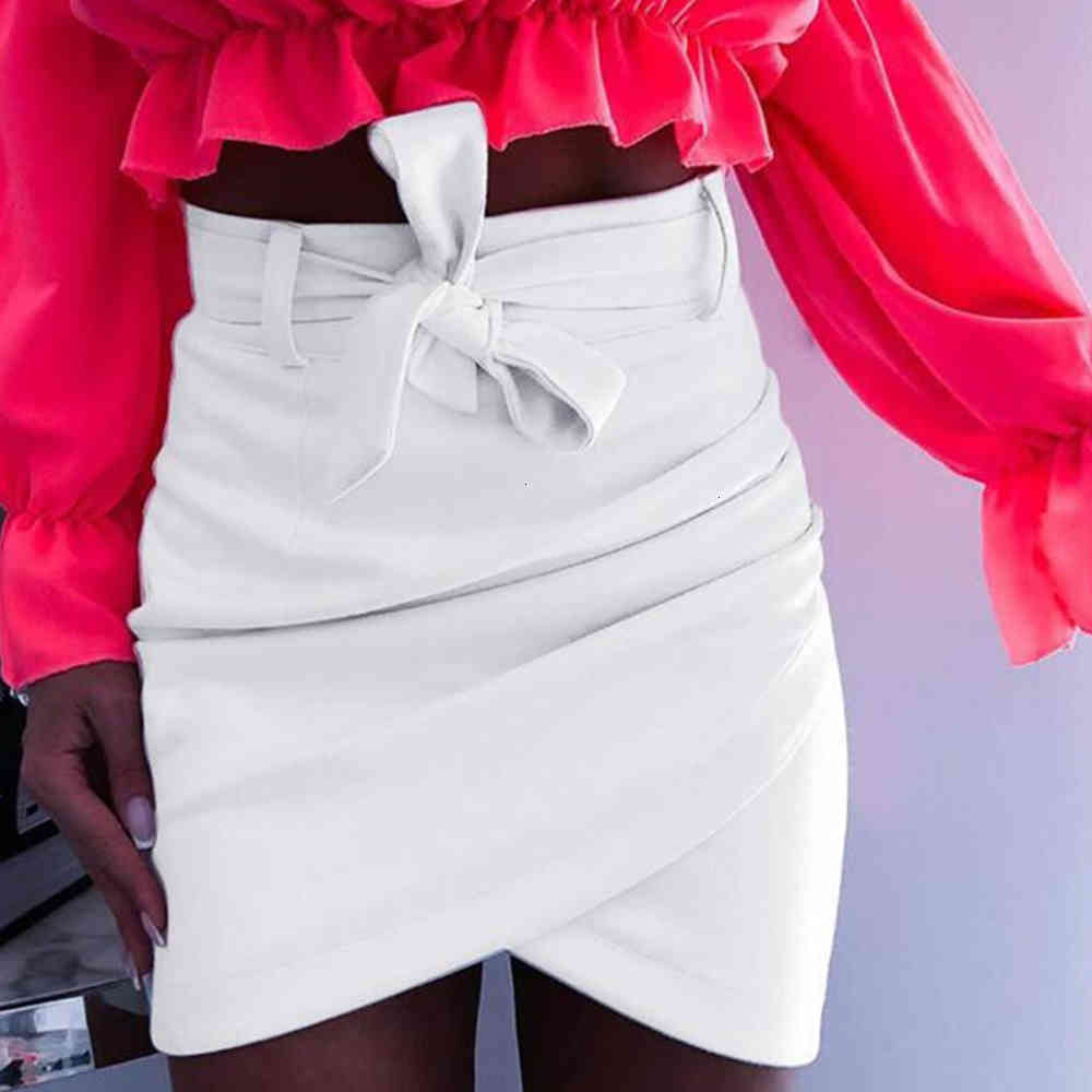 Sexy Bandage Clubwear Mini Skirts Women High Waist Pencil Bodycon Cross with Belt Short Plus Size 3XL 210428
