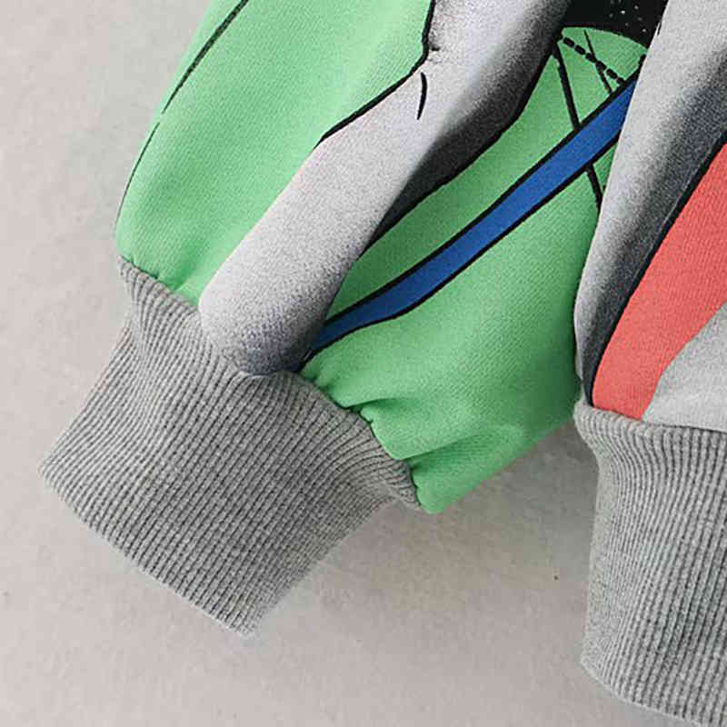 Fashion Character Print Sweatshirt Women Loose O Neck Casual Pullover Female Long Sleeve Hoodies Ladies Sweatshirts Gray Top 210515