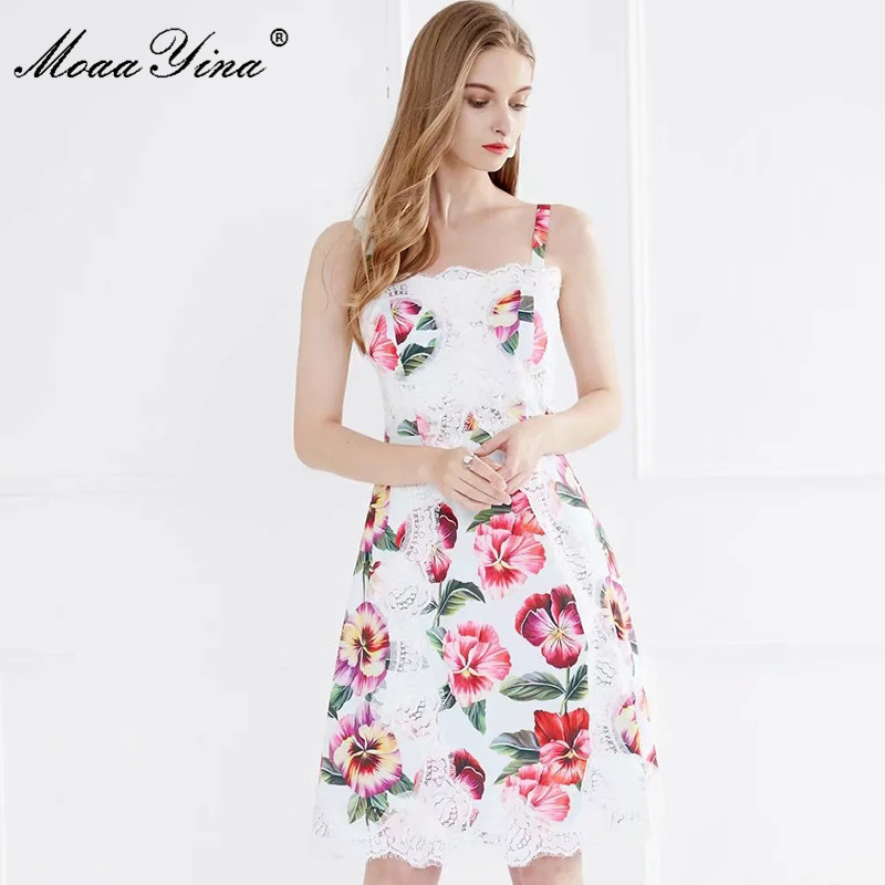 Fashion Designer Dress Summer Women Spaghetti strap Lace Floral Print Beach 210524, Multi
Fashion Designer Dress Summer Women Spaghetti strap Lace Floral Print Beach 210524, Multi
