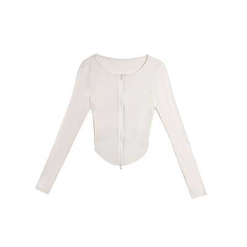 Zipper Women Cardigans Sweater Sexy Long Sleeve Corpped Knitted Autumn Fashion Female Top Casual Slim Blouse blusas mujer 12381 210528wtt
