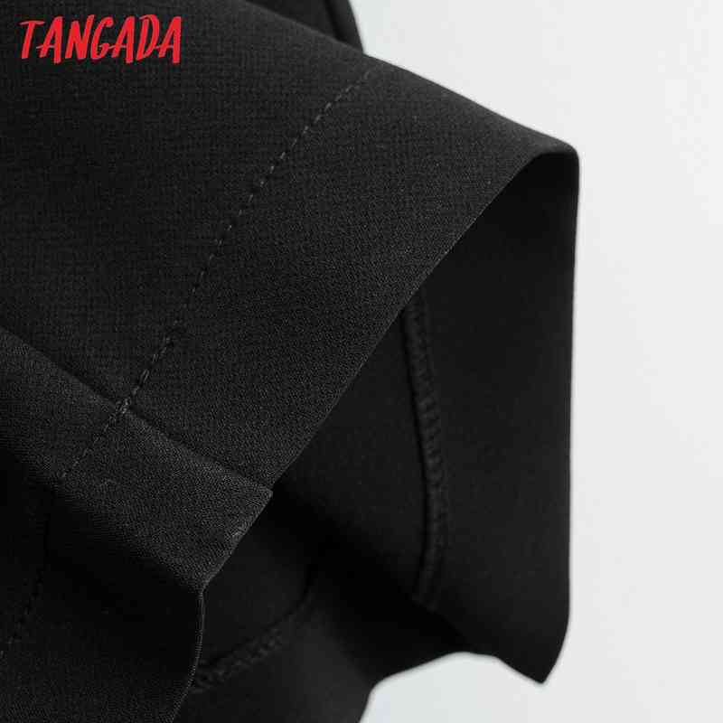 Fashion Women Black Belt Suit Trousers Pockets Buttons Office Lady Pants Pantalon 4P54 210416