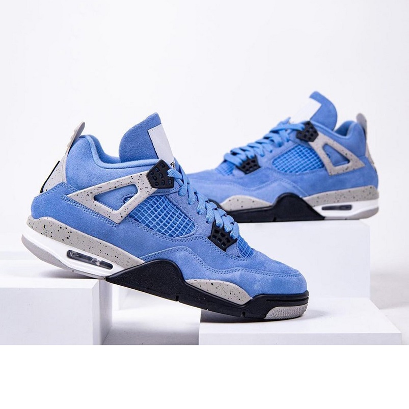fashion With Box Sock University Blue jumpman 4 mens basketball shoes High OG UNC tech grey white black 4s men women trainers sports sneakers US5.5-12 
fashion With Box Sock University Blue jumpman 4 mens basketball shoes High OG UNC tech grey white black 4s men women trainers sports sneakers US5.5-12