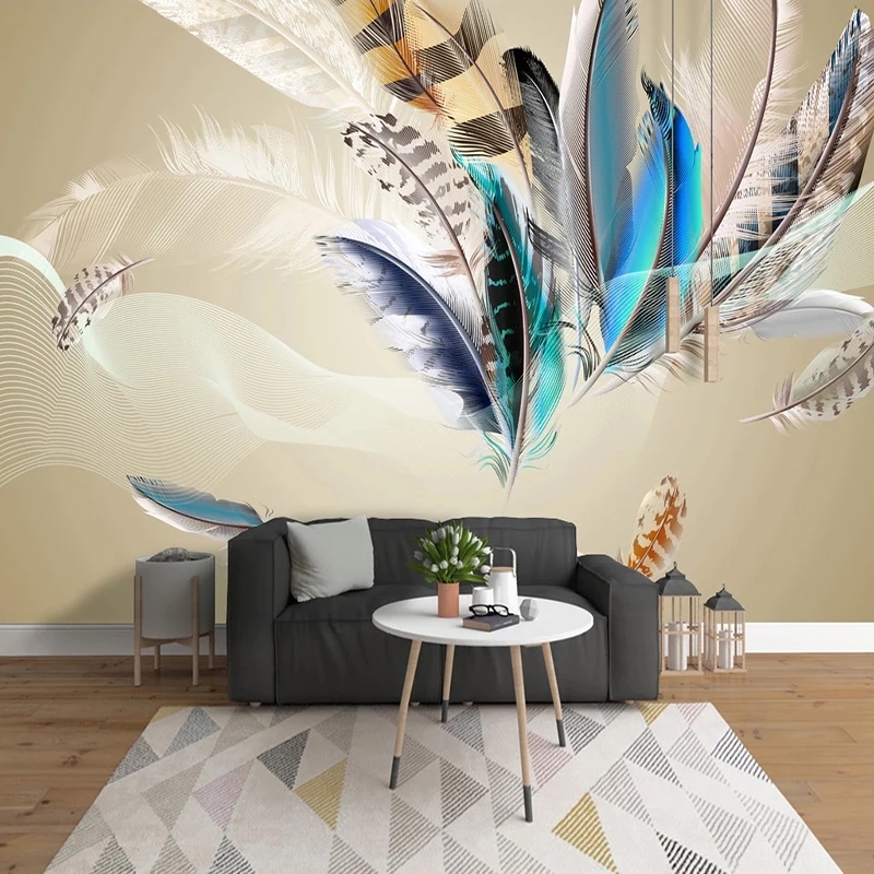 Custom 3D Mural Wallpaper Home Decor Modern Colored Feather Living Room Study Room Bedroom TV Background Art Wall