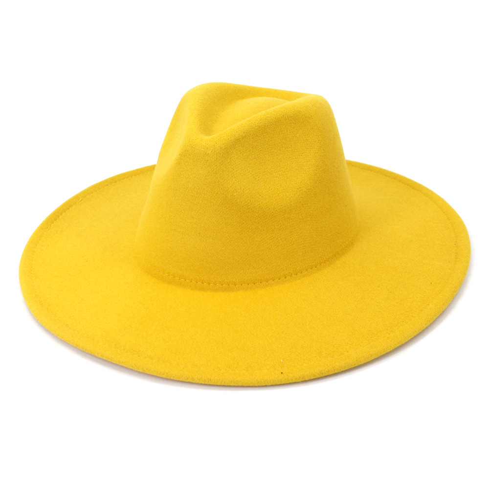 Whole Fashion Men Women Solid Color Peach Heart Party Top Hat Ladies Panama Style Wide Brim Wool Felt Fedora Hats