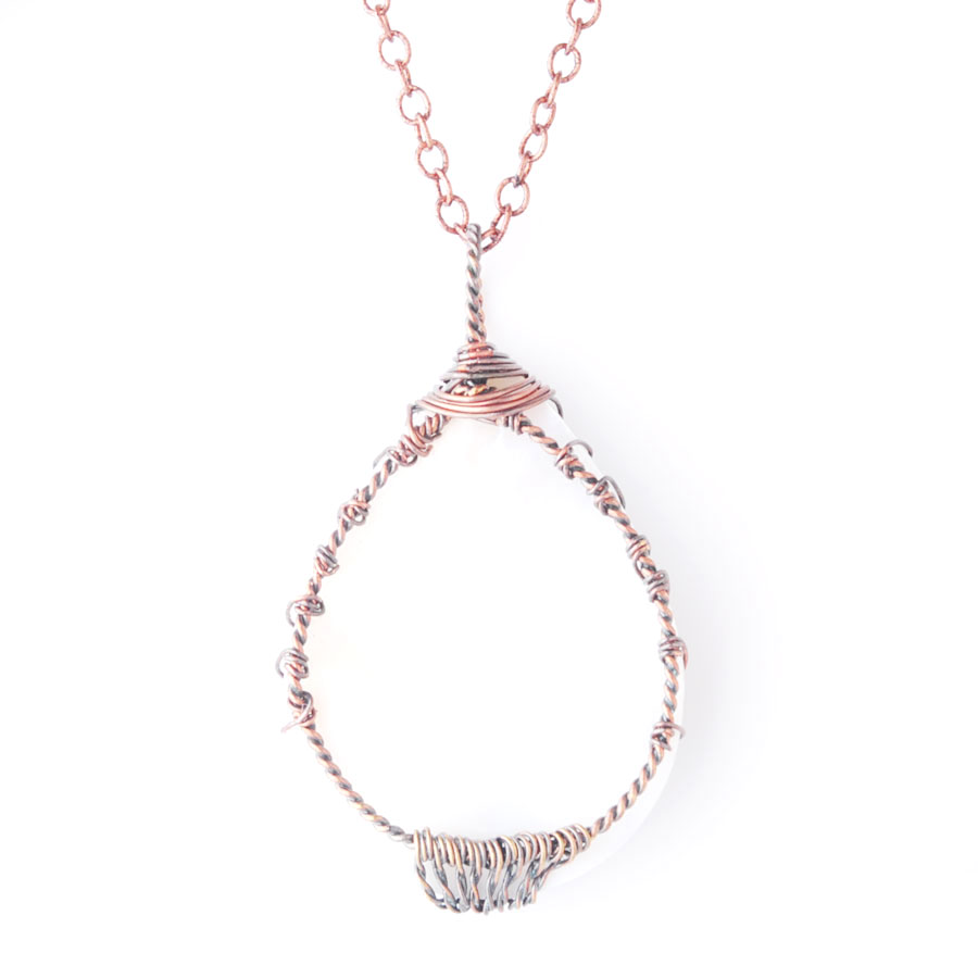 WOJIAER Tree of Life Wire Wrap Water Drop Bead Necklace Pendant Natural Abalone Shell Jewelry Chain 18 Inches BW919