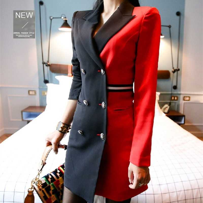 Woman Blazer Formal Dress For Work Autumn Double-breasted black and red Patchwork Three Quarter Sleeve Pencil Dresses 210525
Woman Blazer Formal Dress For Work Autumn Double-breasted black and red Patchwork Three Quarter Sleeve Pencil Dresses 210525