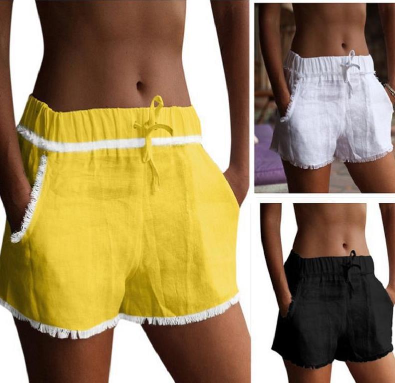 Entraînement Sweatshorts Coton Vêtements Été Haute taille Maillots de bain Maillots de bain Maillots de bain Poches Coton Draps Shorts