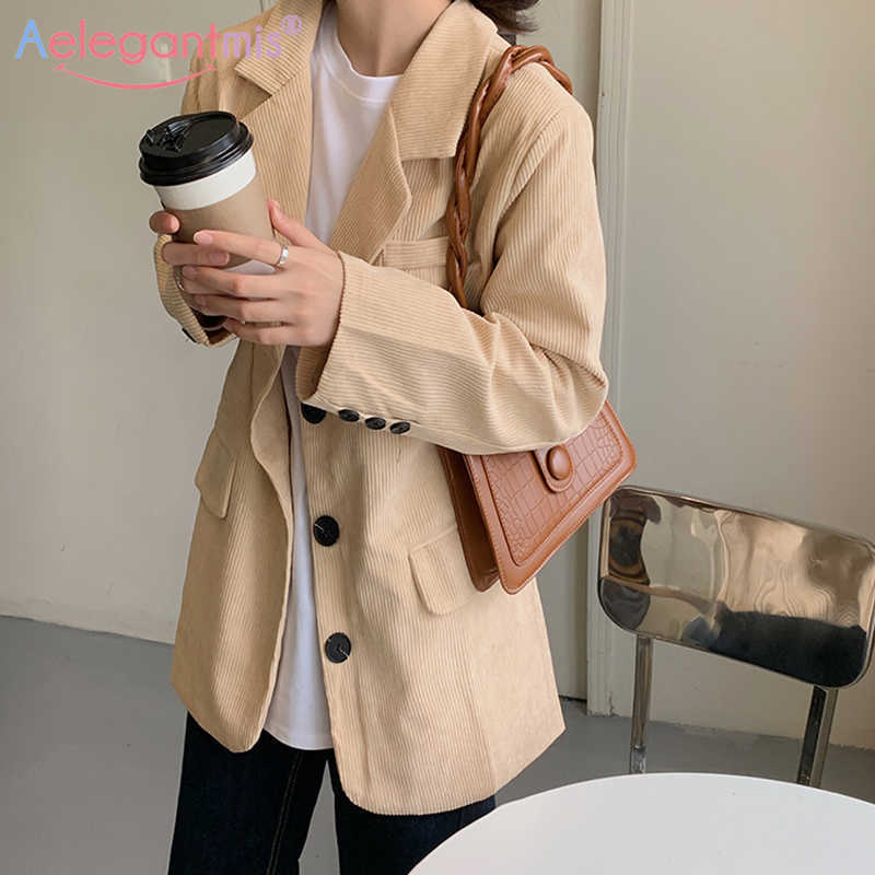 Aelegantmis Vintage Corduroy Blazer Women Loose Office Lady Jacket Korean Elegant Casual Solid Single Breasted Outerwear Chic OL 210607, Green
Aelegantmis Vintage Corduroy Blazer Women Loose Office Lady Jacket Korean Elegant Casual Solid Single Breasted Outerwear Chic OL 210607, Green
