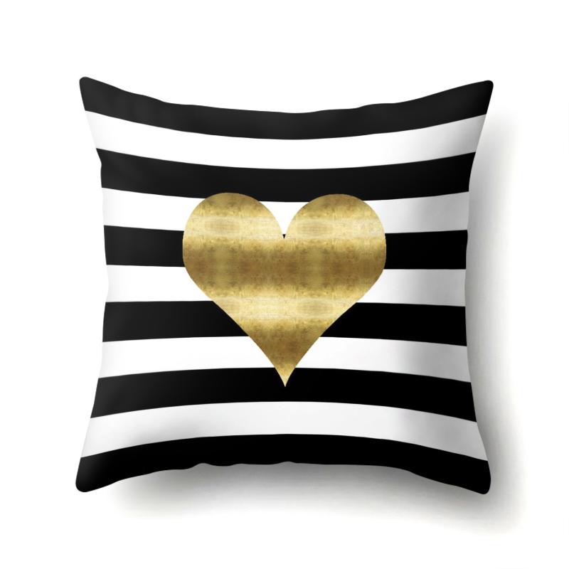 Cushion/Decorative Pillow Black Gold Striped Cushion Cover Geometric Pattern Case Home Decore Car Waist Pillowslip Throw Pillows