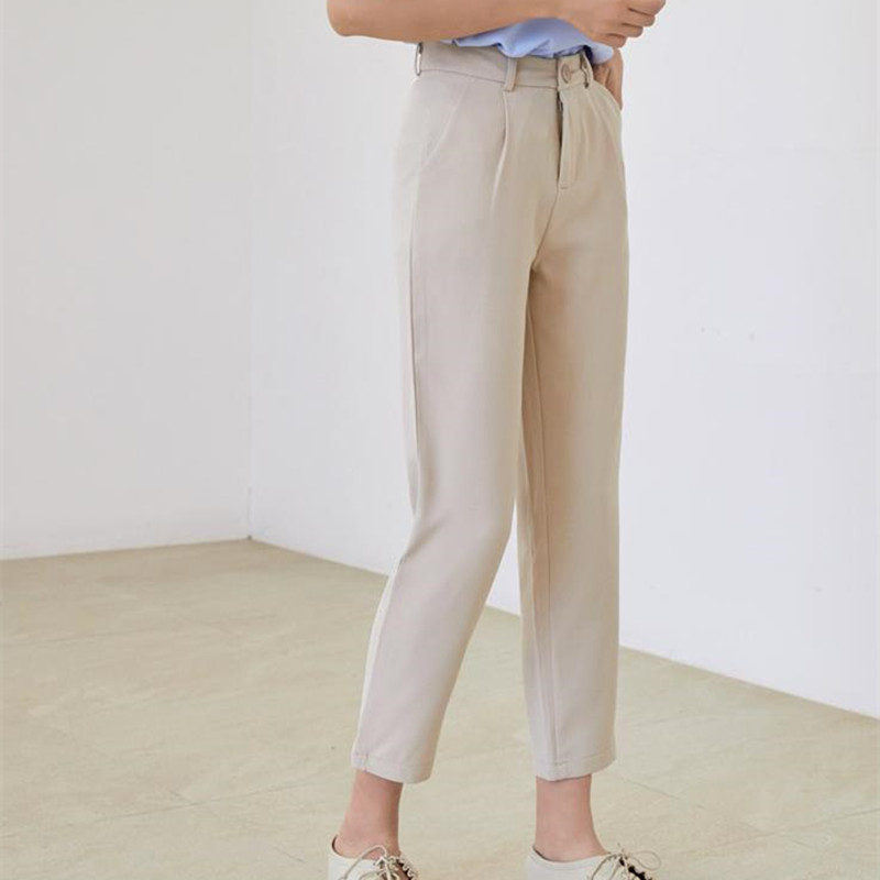 Plus Size Casual High Waist Radish Harem Pants Women Bottoms British Suit Solid Straight Loose Trousers 210421