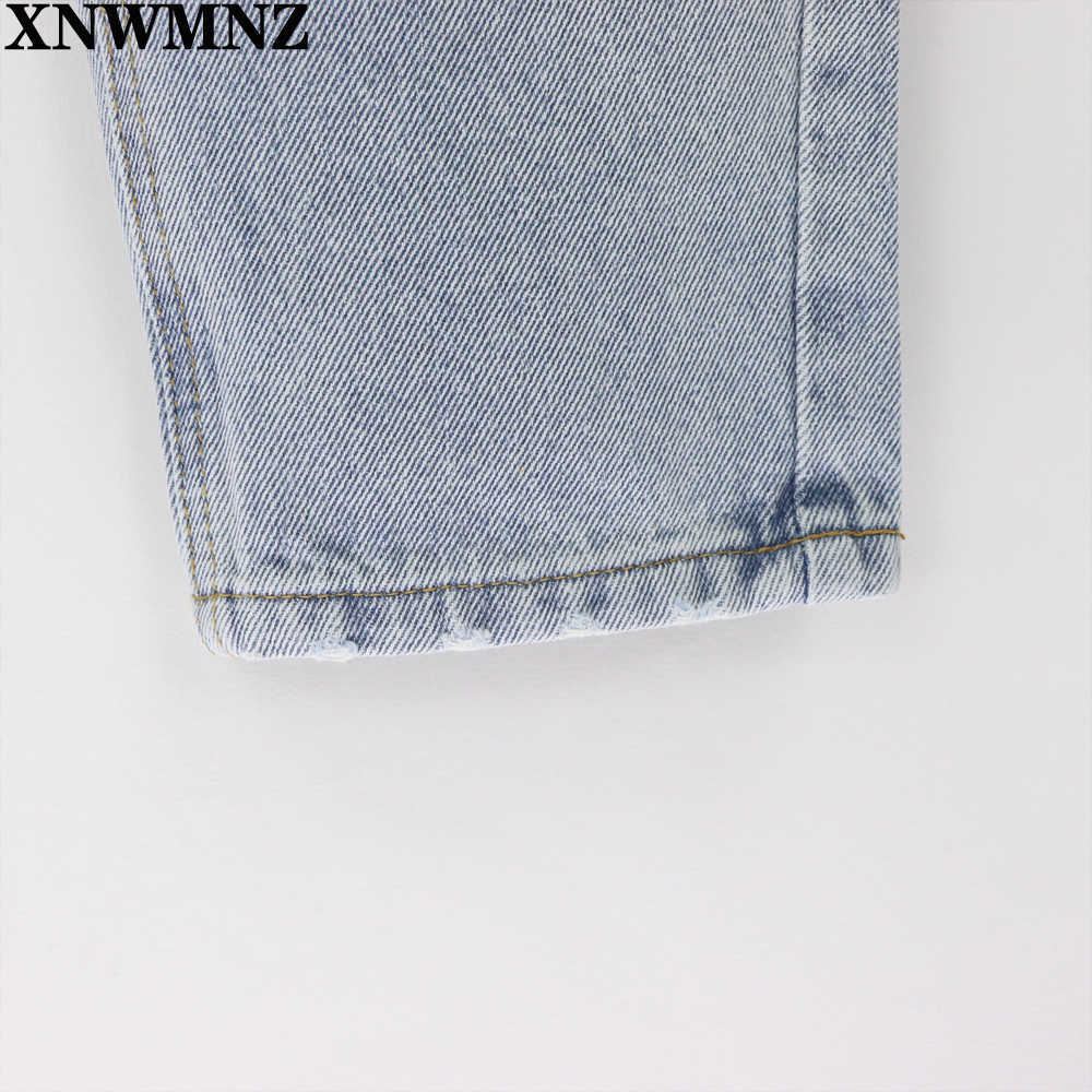 Za Vintage mom jeans high waisted woman ripped boyfriend for women korean style distressed blue denim pants 210616