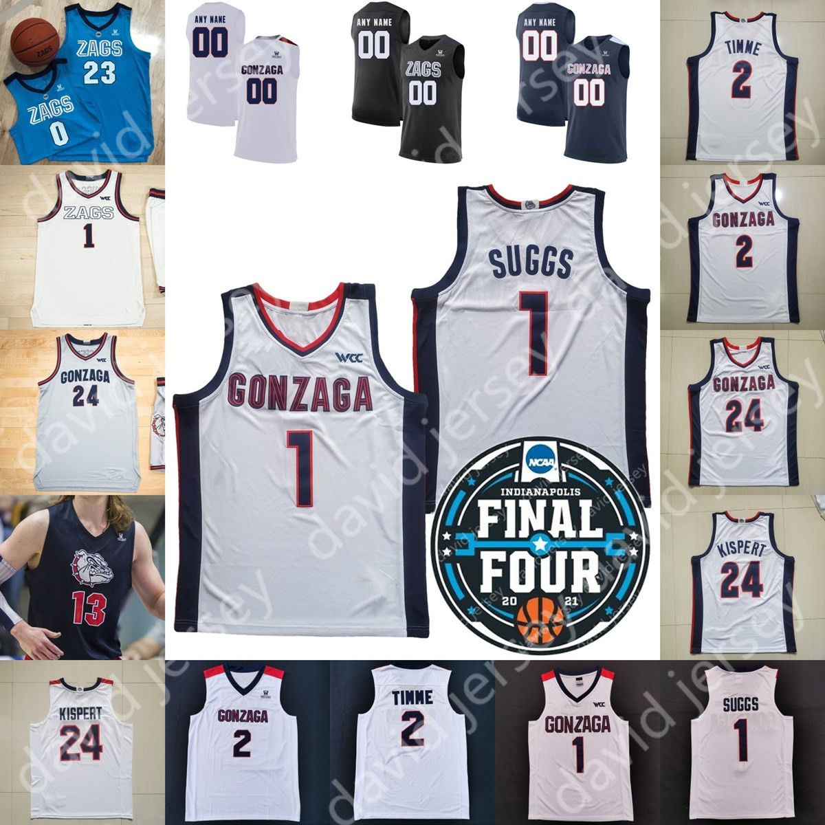 2021 Final Four 4 Gonzaga Bulldogs Basketball Jersey NCAA College Jalen Suggs Stockton Corey Kispert Drew Timme Anton Watson Andrew Nembhard Pavel, Navy i
2021 Final Four 4 Gonzaga Bulldogs Basketball Jersey NCAA College Jalen Suggs Stockton Corey Kispert Drew Timme Anton Watson Andrew Nembhard Pavel, Navy i