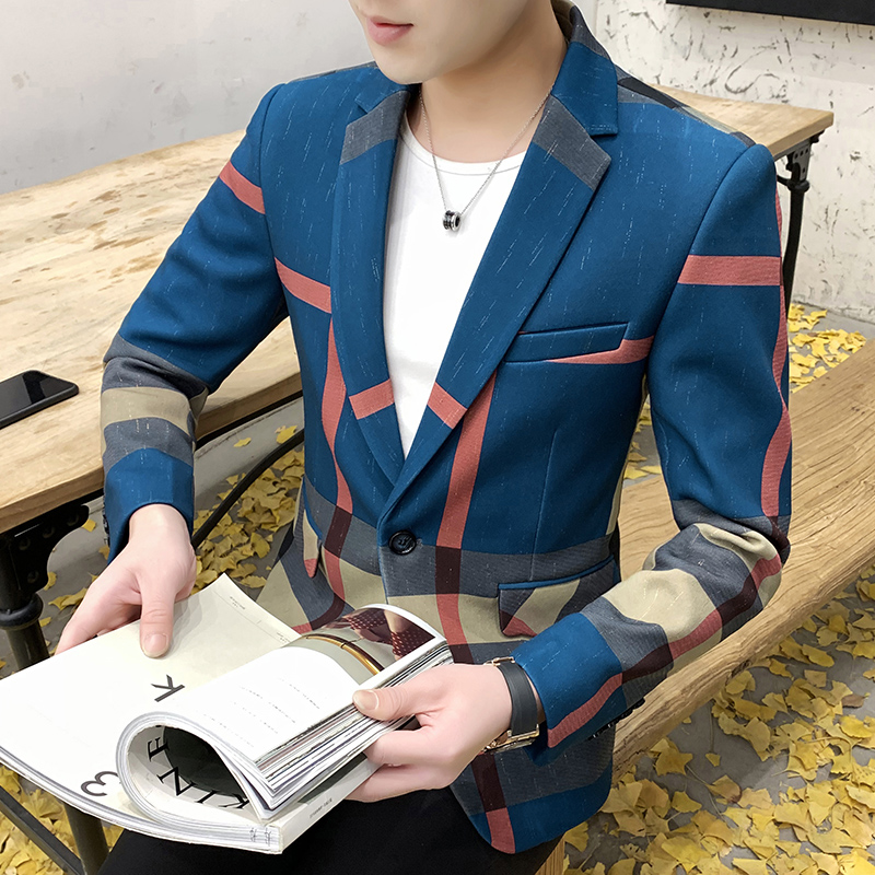 Luxury Mens casual blazers jacket spring and autumn trend British single western hair stylist handsome slim suit at night