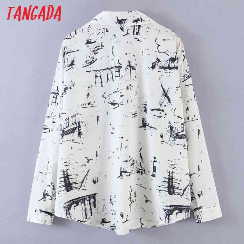 Spring Women Print Blouse Long Sleeve Chic Female Office Lady Shirt Blusas Femininas SL550 210416