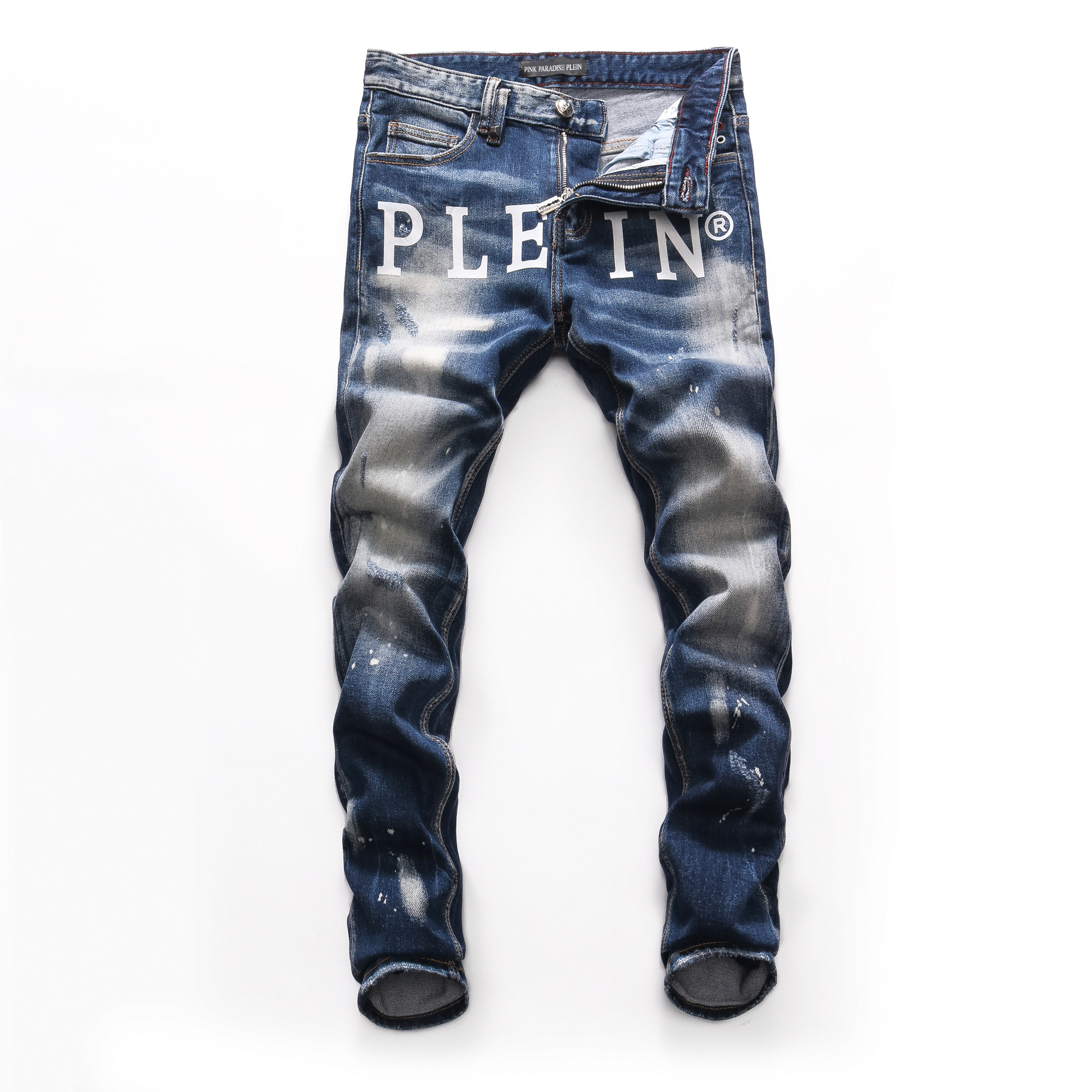 PINK PARADISE PLEIN Classic Fashion Man Jeans Rock Moto Mens Casual Design Ripped Jeans Distressed Skinny Denim Biker eans 157489, Blue
PINK PARADISE PLEIN Classic Fashion Man Jeans Rock Moto Mens Casual Design Ripped Jeans Distressed Skinny Denim Biker eans 157489, Blue