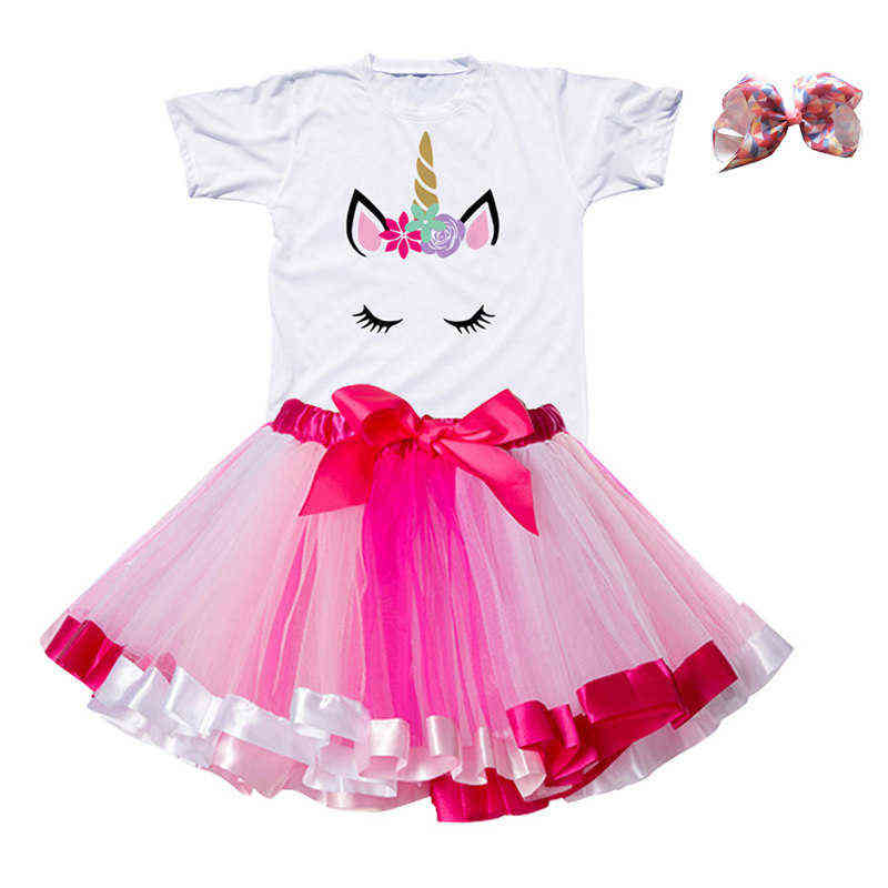 Girls Children Summer Unicorn Tutu Dress Kids Princess Rainbow Vestido Girls Birthday Party Dress Fancy Unicorn Costume 211130