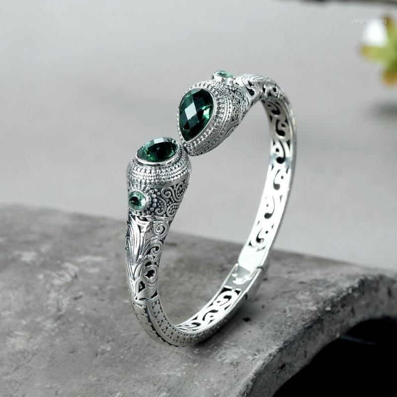 Sterling Silver Bangle Vintage Green Crystal Thai Bracelet Ethnic Handmade Women Bangles Jewelry Mother's Day Gifts
Sterling Silver Bangle Vintage Green Crystal Thai Bracelet Ethnic Handmade Women Bangles Jewelry Mother's Day Gifts