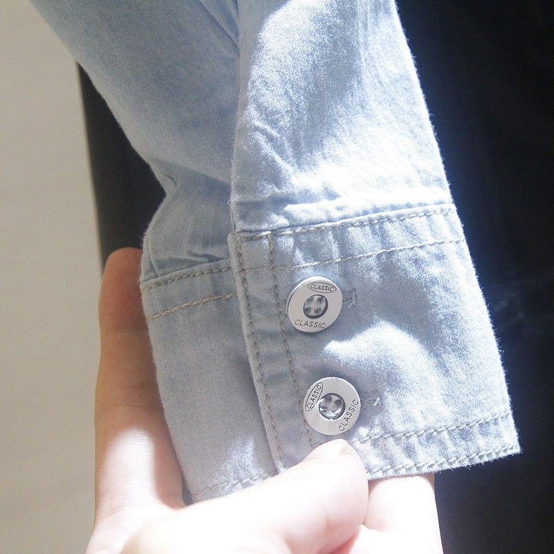 Spring Autumn Korea Fashion Women Long Sleeve Turn-down Collar Shirts Double Pocket Cotton Denim Casual Blue Blouse S304 210512