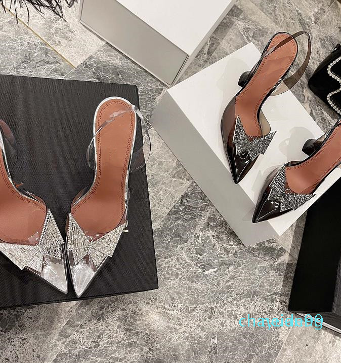 spring and summer butterfly PVC high-heeled shoes imported material Genuine leather soles 7-9cm size 34-40 woman 2021