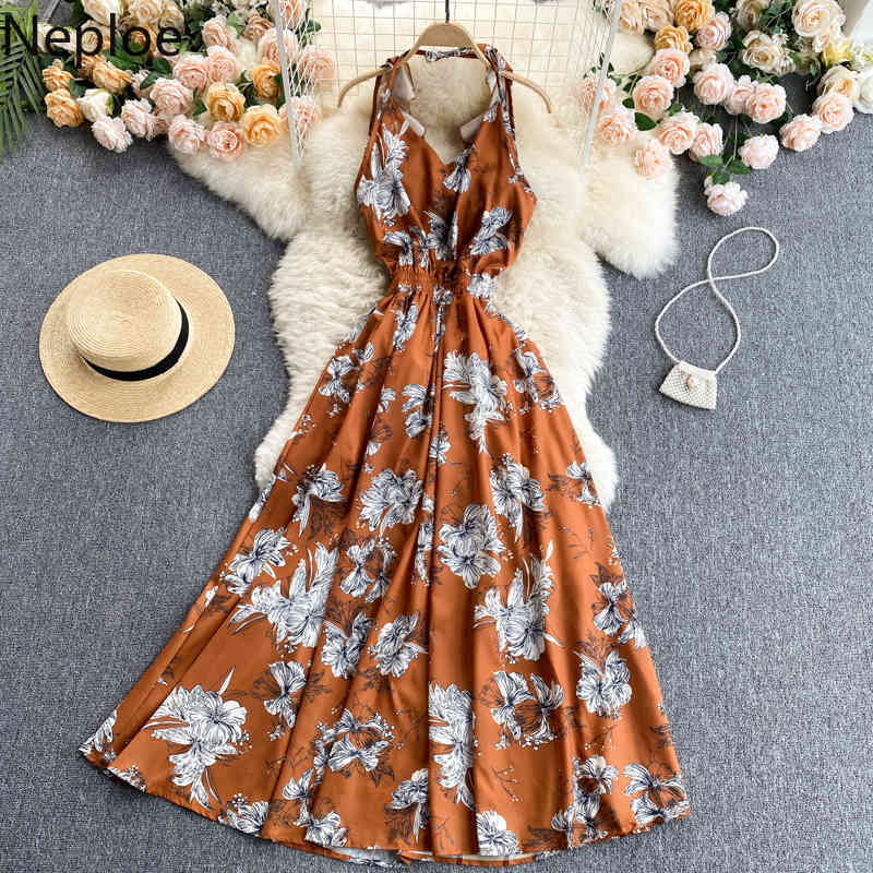 Neploe Beach Holiday Dress Women Summer Robe Hollow Out Backless Sexy maxi Dresses Ruffled Slim Robe Vestidos Mujer 4i627 210422