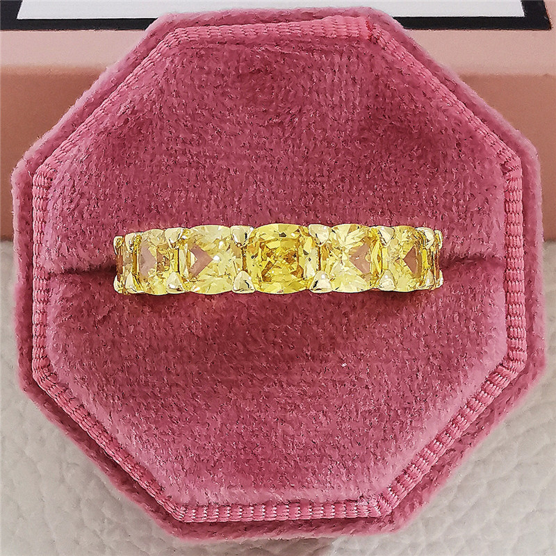 2022 Ins Top Sell Wedding Rings Simple Fashion Jewelry 925 Sterling Silver Cushion Shape Multi Color 5A Cubic Zircon CZ Diamond Promise Women Eternity