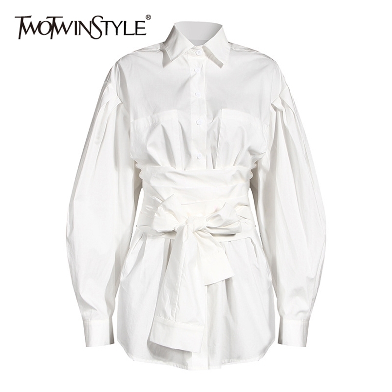 White Bowknot Shirt For Women Lapel Lantern Sleeve Bandage High Waist Casual Blouse Female Autumn 210524
White Bowknot Shirt For Women Lapel Lantern Sleeve Bandage High Waist Casual Blouse Female Autumn 210524