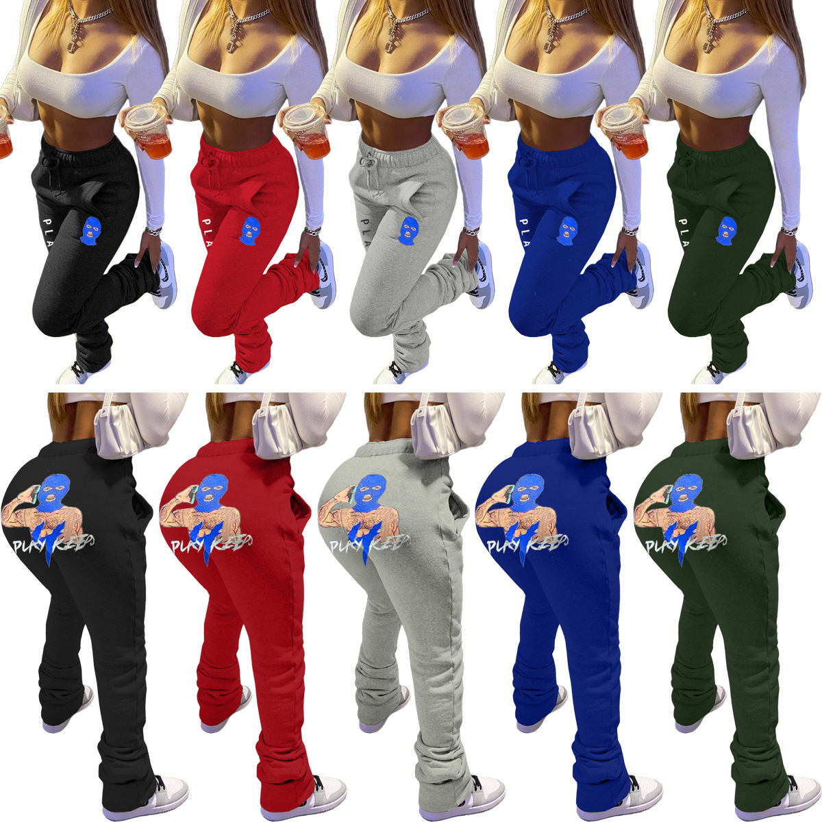 Pleated Causal Cartoons Print Pants High Waist Drawstring Leggings Thick Flare Stacked Sweatpants Women Joggers Active Trousers, Dark green
Pleated Causal Cartoons Print Pants High Waist Drawstring Leggings Thick Flare Stacked Sweatpants Women Joggers Active Trousers, Dark green