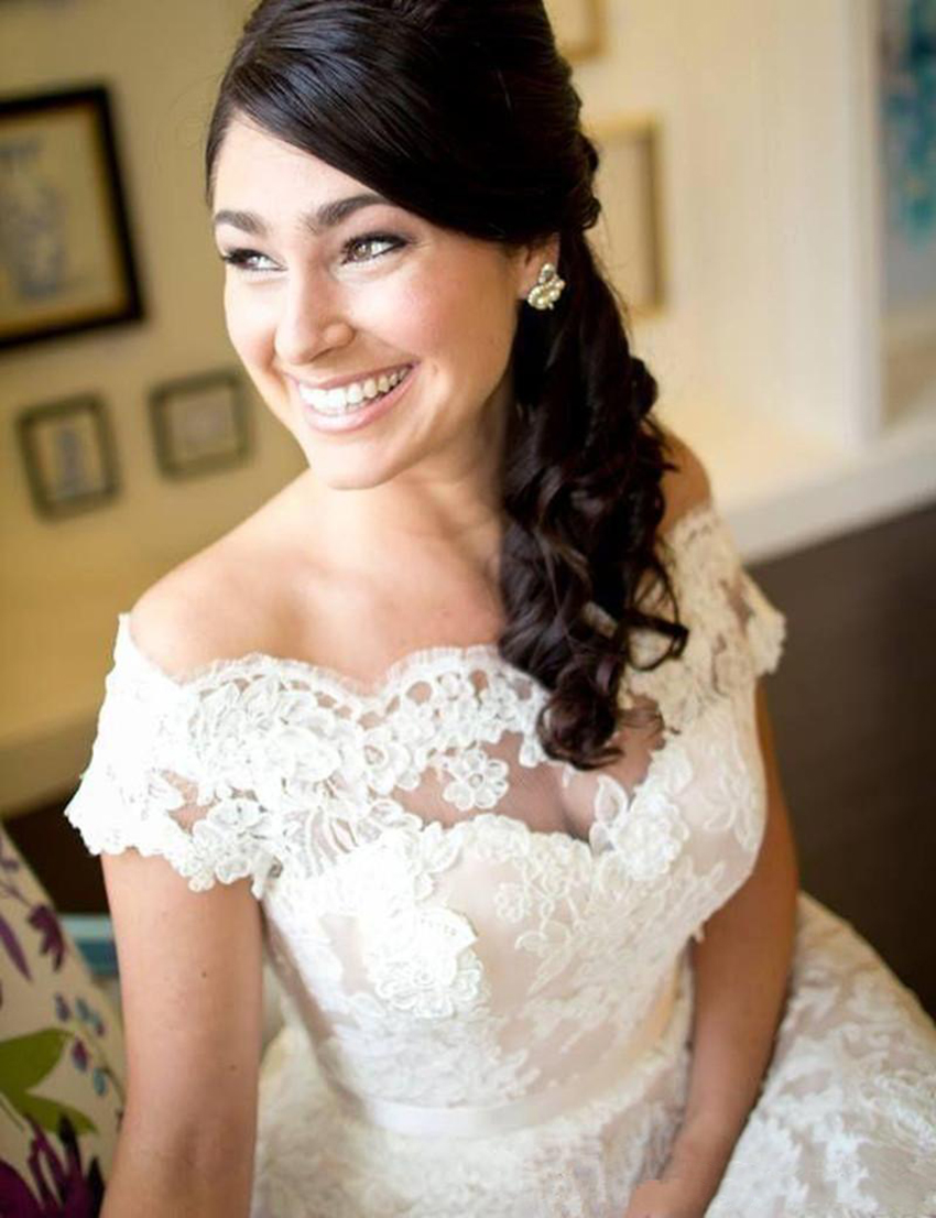 1950s Vintage Tea Length Wedding Dress Off Shoulder Short Sleeve Full Lace A Line Short Bridal Gowns Custom Size 2021
