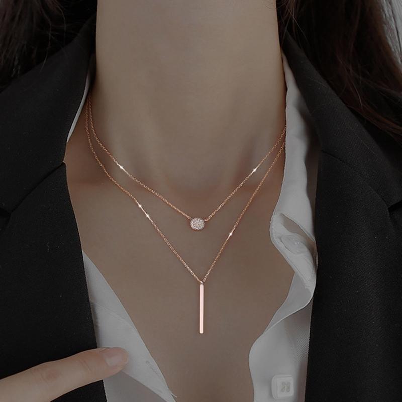 Pendant Necklaces Double Layer Necklace Round Shiny Full Zircon Long Gift For Girl Fine Accessories, Silver
Pendant Necklaces Double Layer Necklace Round Shiny Full Zircon Long Gift For Girl Fine Accessories, Silver