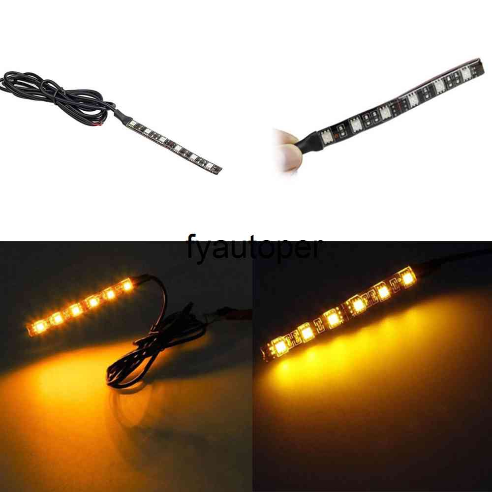 Motorcycle Turn Signal Lights Universal Black Mini Strip Led Amber Lights Strip 6 LED Decorative Lamp Car Accessories
