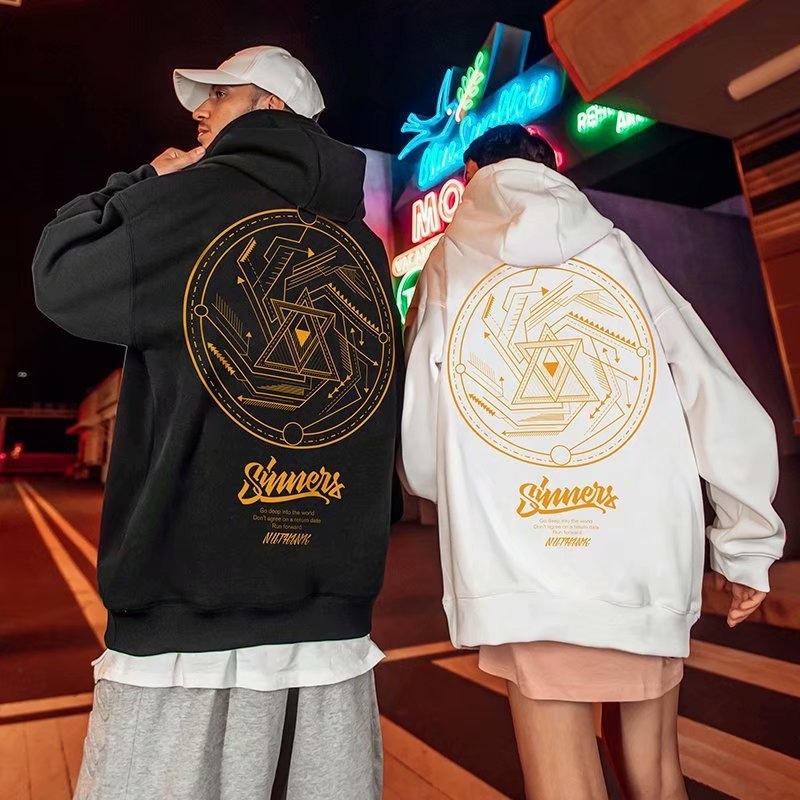 Street hip hop national sweater ins fashion brand trend loose large men's clothing couple's coat, Black
Street hip hop national sweater ins fashion brand trend loose large men's clothing couple's coat, Black