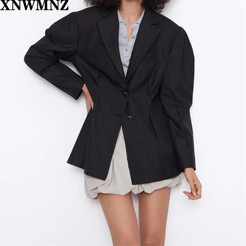 women loose-fitting blazer black Blazer lapel collar long sleeves openings cuffs double-breasted button High quality 210520
women loose-fitting blazer black Blazer lapel collar long sleeves openings cuffs double-breasted button High quality 210520