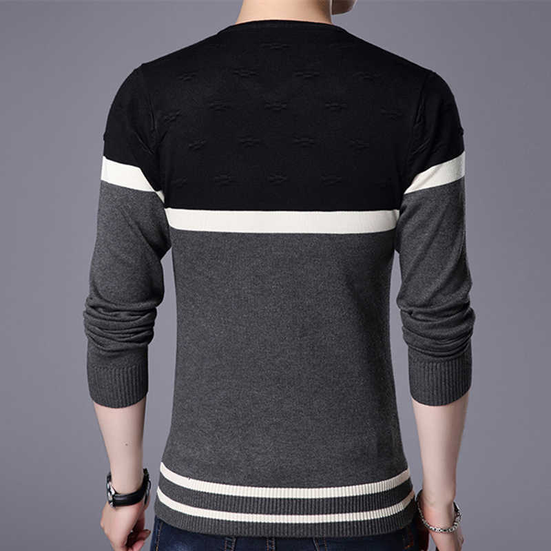 Liseaven Men Pullover Sweater V Neck Casual Slim Fit Sweaters Long Sleeve Pullover Tops 210929