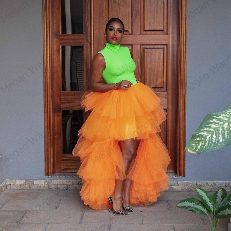 Skirts Tulle Bridal Wedding High Low Length Beach Birthday Party Maxi Women Plus Size Any Color
