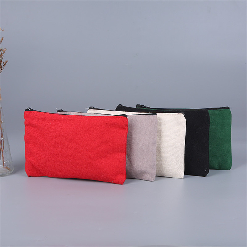 21x13cm Canvas Makeup Zipper Pencil Case Blank Bags Cosmetic Pouch for Travel DIY Craft School Free shipping