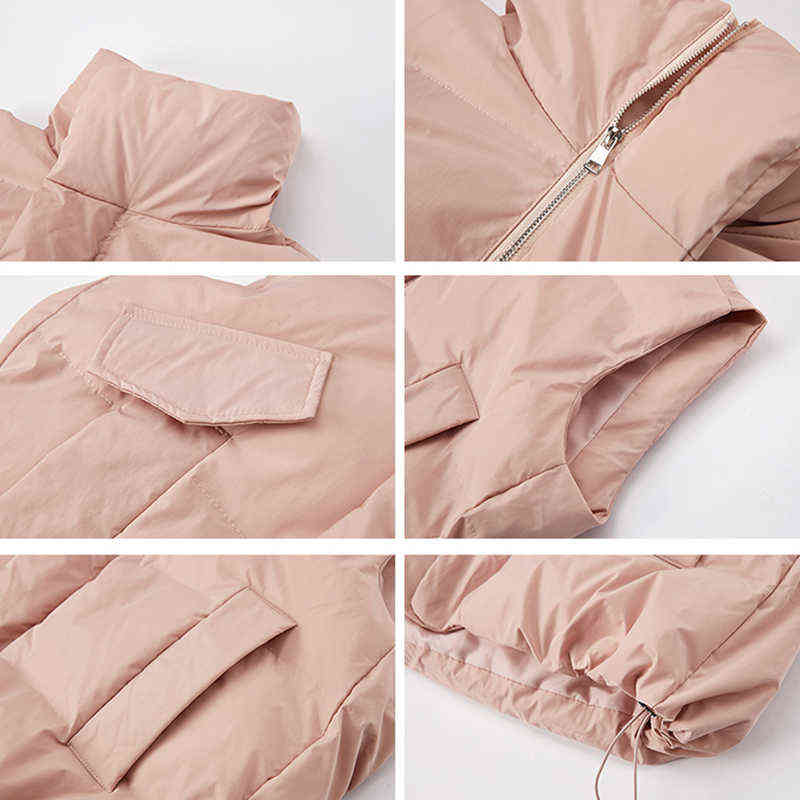 Loose Women's Sleeveless Jackets Solid Turn Down Collar Ladies Winter Vest Korean Style Oversize Waistcoat for Female 211105