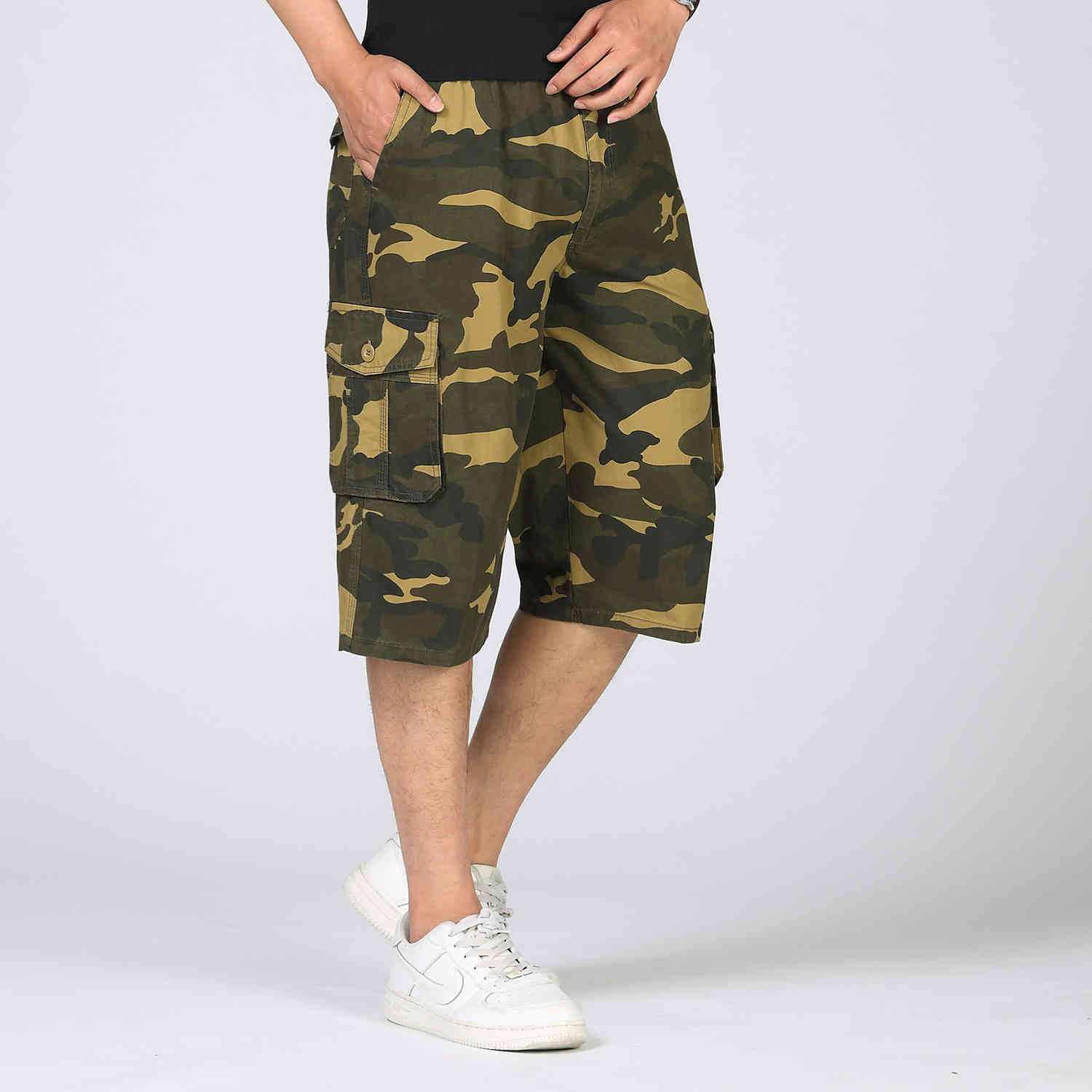 Men Casual Camouflage Short Army Green Military Style Cargo Summer Plus Size 4XL 5XL Losse Blue Camo Bermuda Cotton 210518