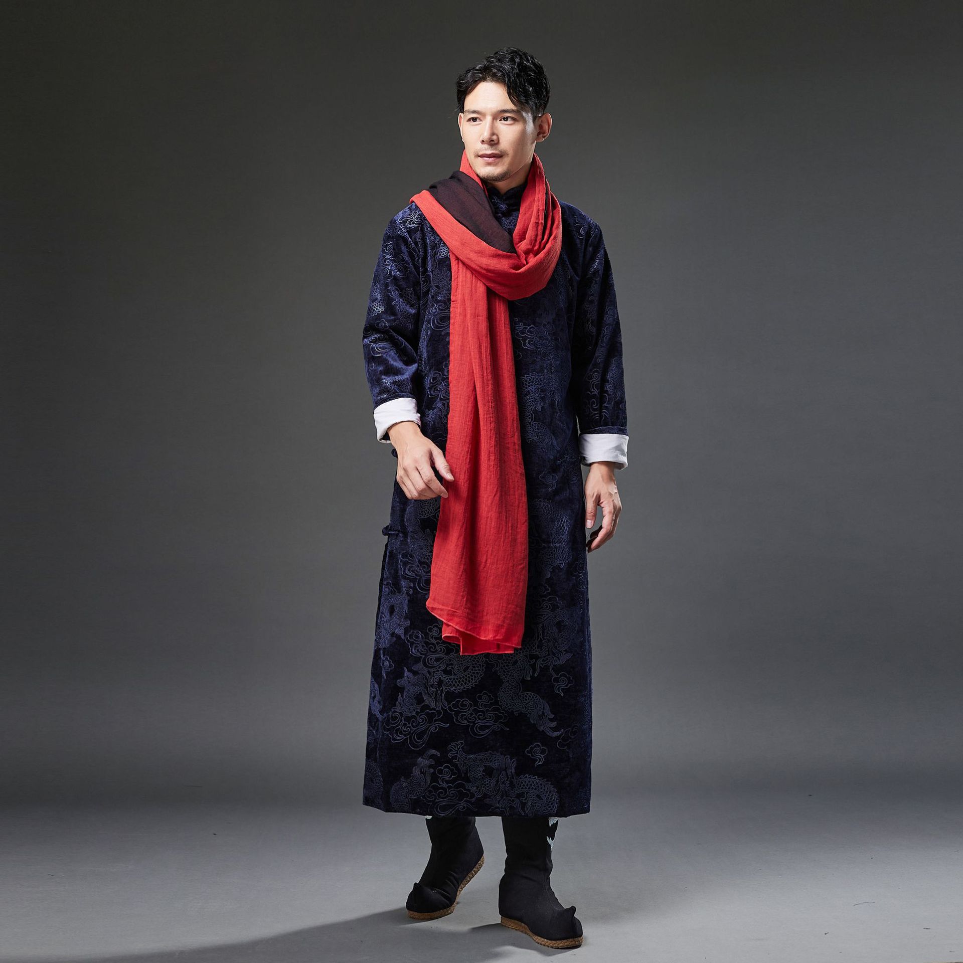 Ethnic clothing Tang suit Oriental wedding party cheongsam vintage Hanfu dragon robe Traditional men gown Chinese New Year costume