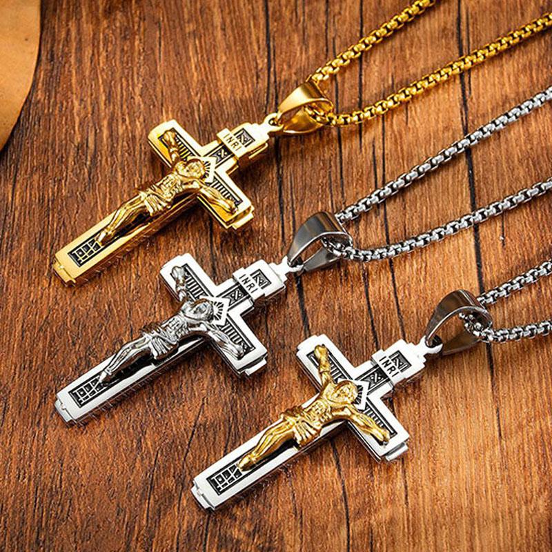 Pendant Necklaces Mens Cross Necklace Stainless Steel Jesus Gold Chain Accessories Choker Hip Hop Jewelry
Pendant Necklaces Mens Cross Necklace Stainless Steel Jesus Gold Chain Accessories Choker Hip Hop Jewelry