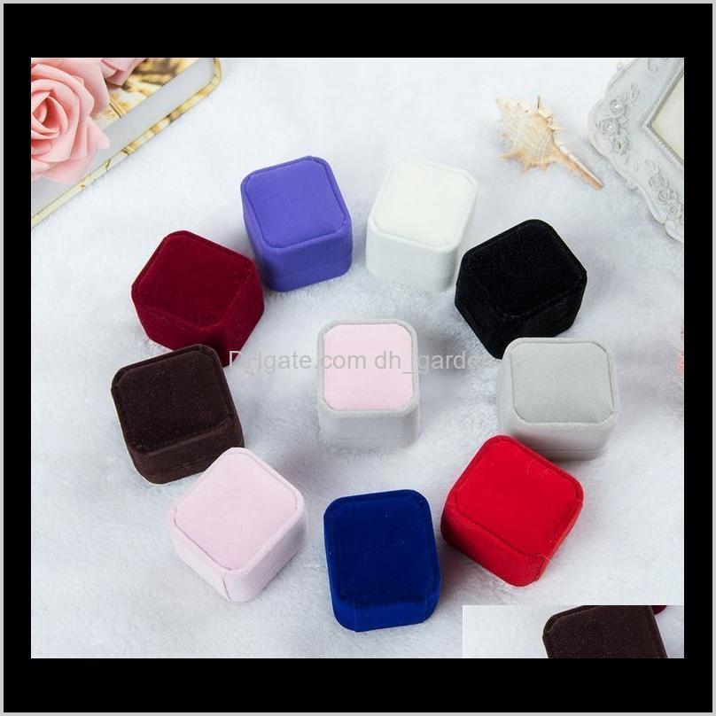 Boîtes Mode 10 Couleur Carré Veet Veet Bijoux Rouge Gadget Collier Bague Bague Boîte J015 Pwjlh YQi20