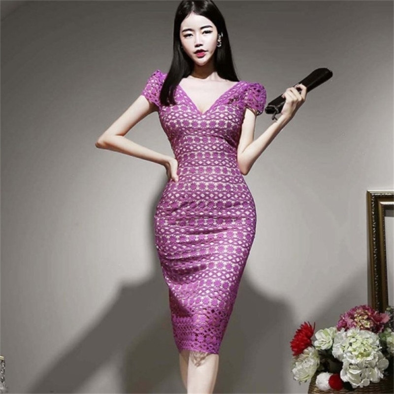 Summer Fashion Women Elegant Sexy V-Neck Lace Short Sleeve Hollow out Bodycon Formal Slim Waist Sheath Dress Vestidos 210519, Purple color
Summer Fashion Women Elegant Sexy V-Neck Lace Short Sleeve Hollow out Bodycon Formal Slim Waist Sheath Dress Vestidos 210519, Purple color