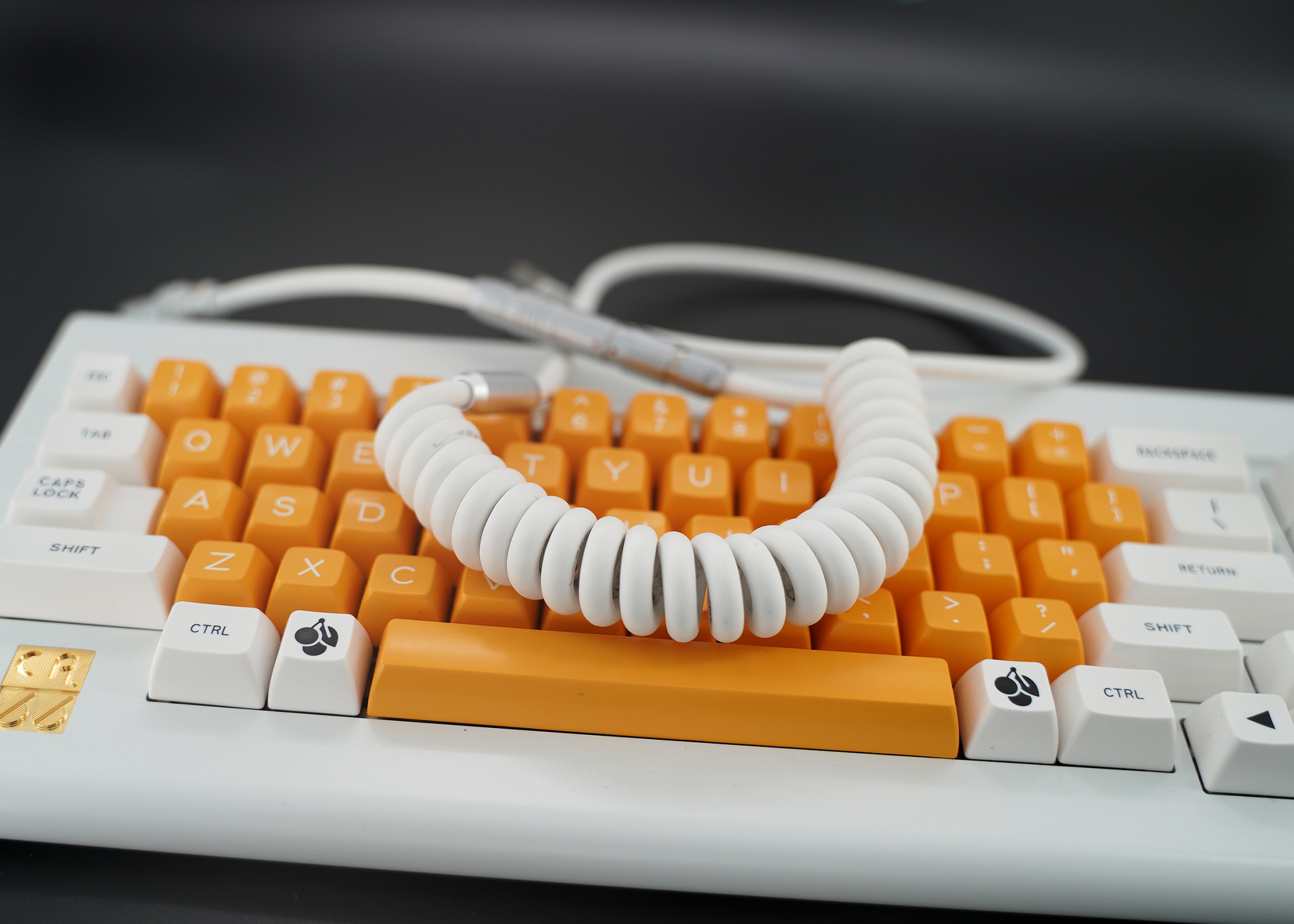 GeekCable Handmade Customized Mechanical Keyboard Cable For CyberBoard Coiled Keyboard Cable Top Match Rubber White