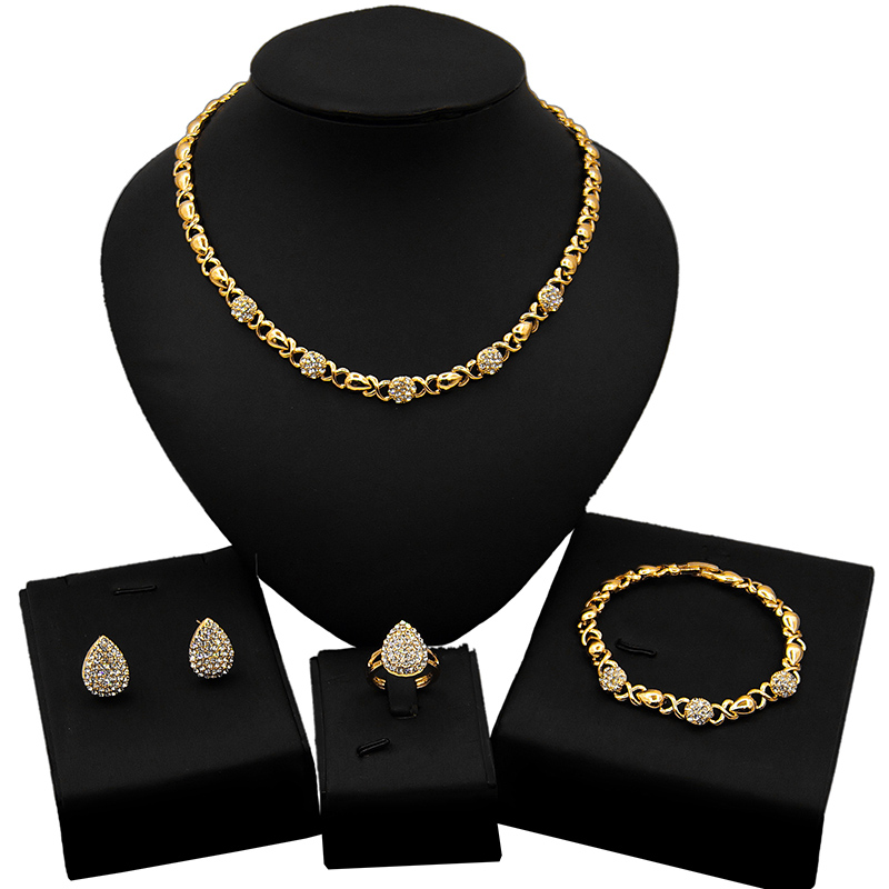 Yulaili Dubai Electroplating 18K Gold Drop Shaped Zircon Necklace Bracelet Earring Ring Set Fashion Ladies Party Luxury Wedding Day Dinner Jewelry Sets, Golden
Yulaili Dubai Electroplating 18K Gold Drop Shaped Zircon Necklace Bracelet Earring Ring Set Fashion Ladies Party Luxury Wedding Day Dinner Jewelry Sets, Golden