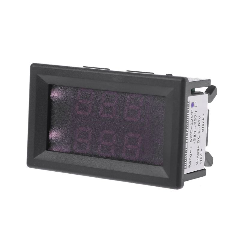 Dc 5V-80V Dual display Thermometer W 2 Ntc Waterproof temperature sensor 12V 24V 72V Motorcycle