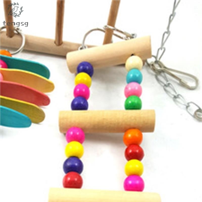 Pet educational toys wooden stairs swing ladder climbing ladder bird toy stairs small and medium parrot toys