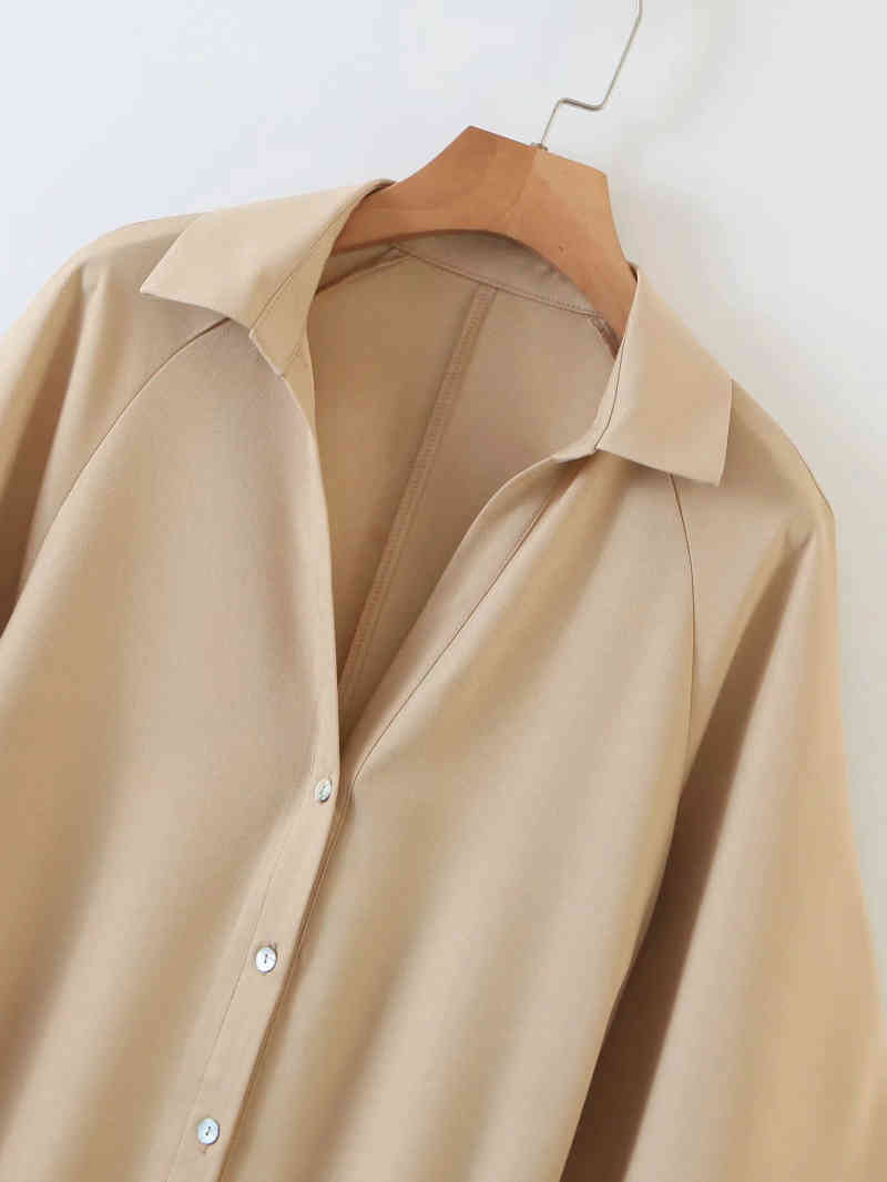 elegant women beige long dress fashion ladies vintage turn down collar es casual female chic girls 210430