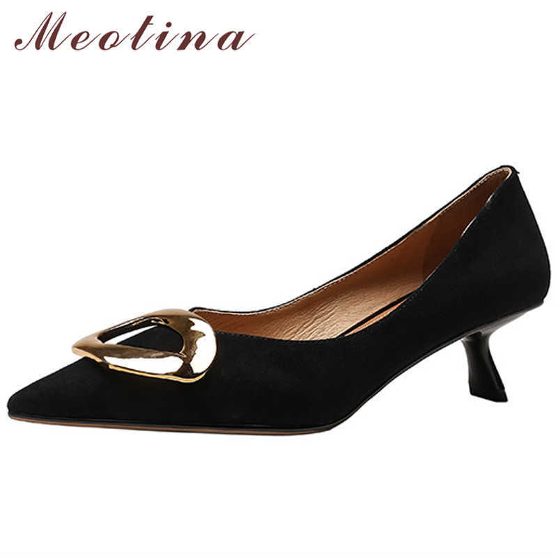 Meotina Genuine Leather Women Shoes Kid Suede Med Heels Pointed Toe Stiletto Heel Pumps Metal Decoration Female Footwear Black 210608
Meotina Genuine Leather Women Shoes Kid Suede Med Heels Pointed Toe Stiletto Heel Pumps Metal Decoration Female Footwear Black 210608