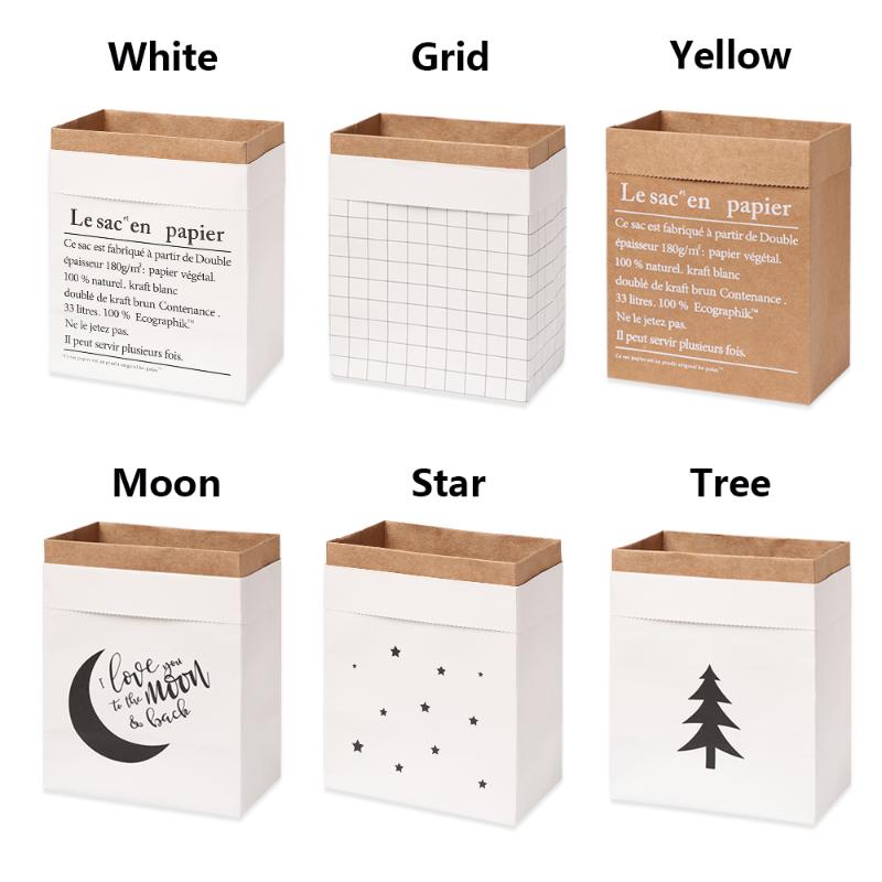 Kraft Paper Bag Storage Basket Nordic Style Vase Flowerpot Home Decoration Desktop Ornament Gift Package Party Supplies Vases